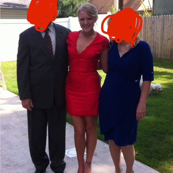 Red Lace BeBe Dress - Picture 4 of 4